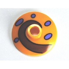 Part 4740pb003 Orange Dish 2 x 2 Inverted (Radar) with Dark Red Swirl and Purple Spots Pattern (Snail Shell) 
